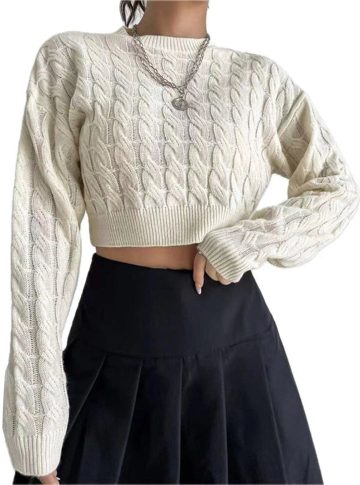 Damer mode cropped stickad tröja med flätmönster Mirla-Eva Jonsson
