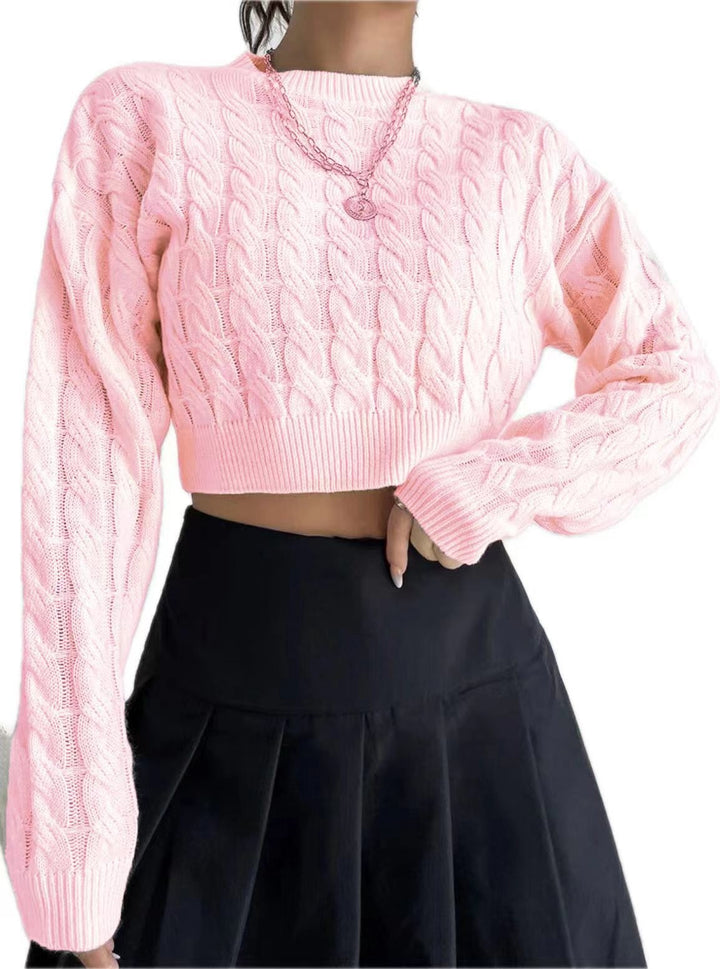 Damer mode cropped stickad tröja med flätmönster Mirla-Eva Jonsson