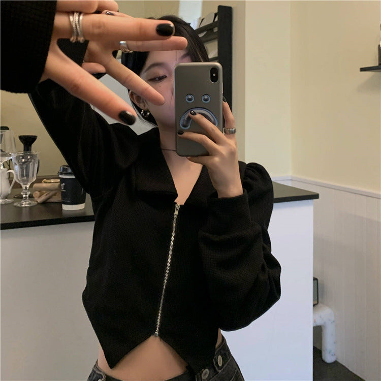 Damer mode cropped sweatshirt jacka med voluminösa ärmar Mirla-Eva Jonsson