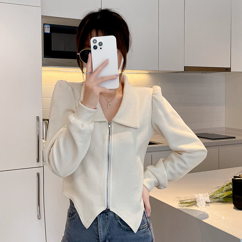 Damer mode cropped sweatshirt jacka med voluminösa ärmar Mirla-Eva Jonsson