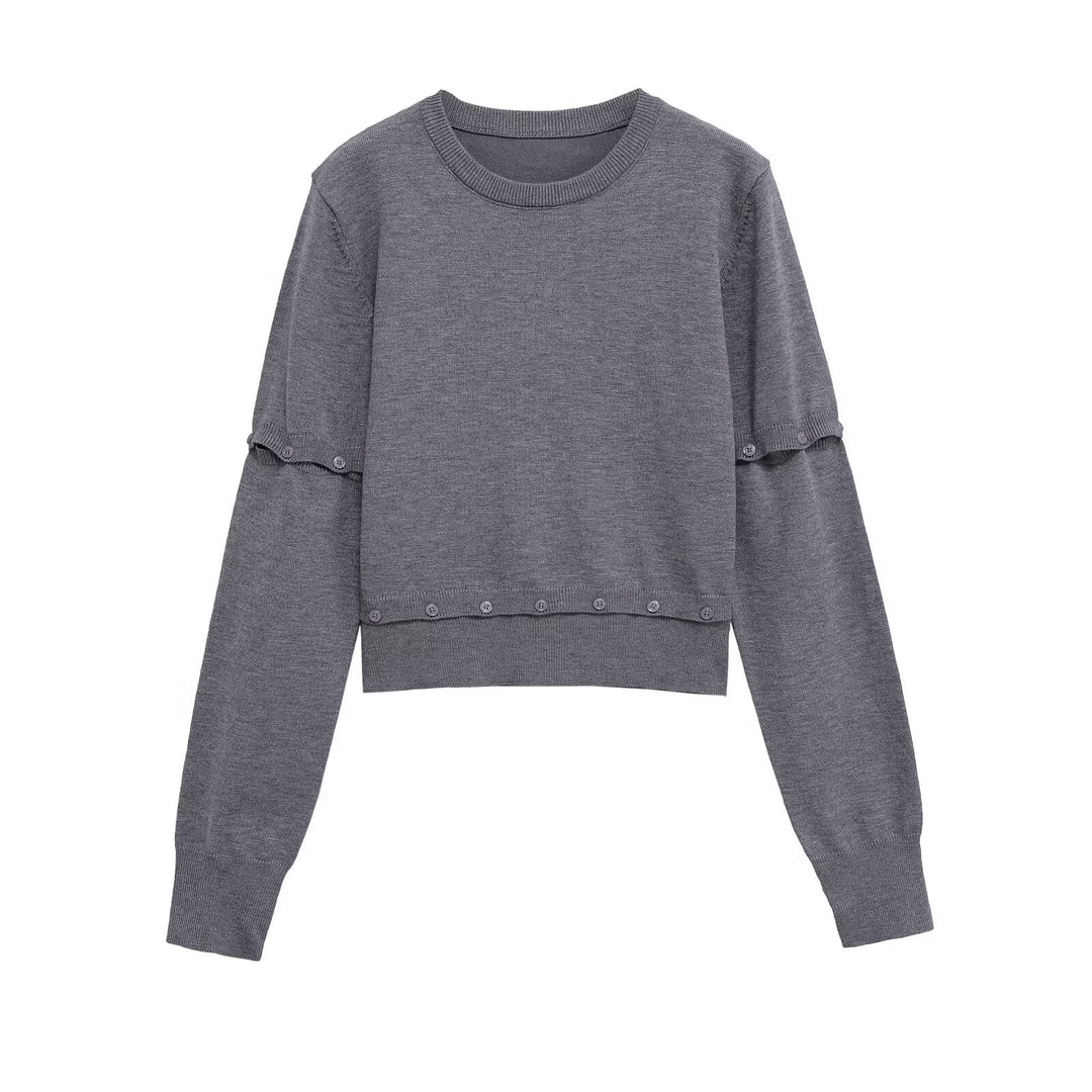Damer mode cropped sweattröja med knappr detaljer Mirla-Eva Jonsson