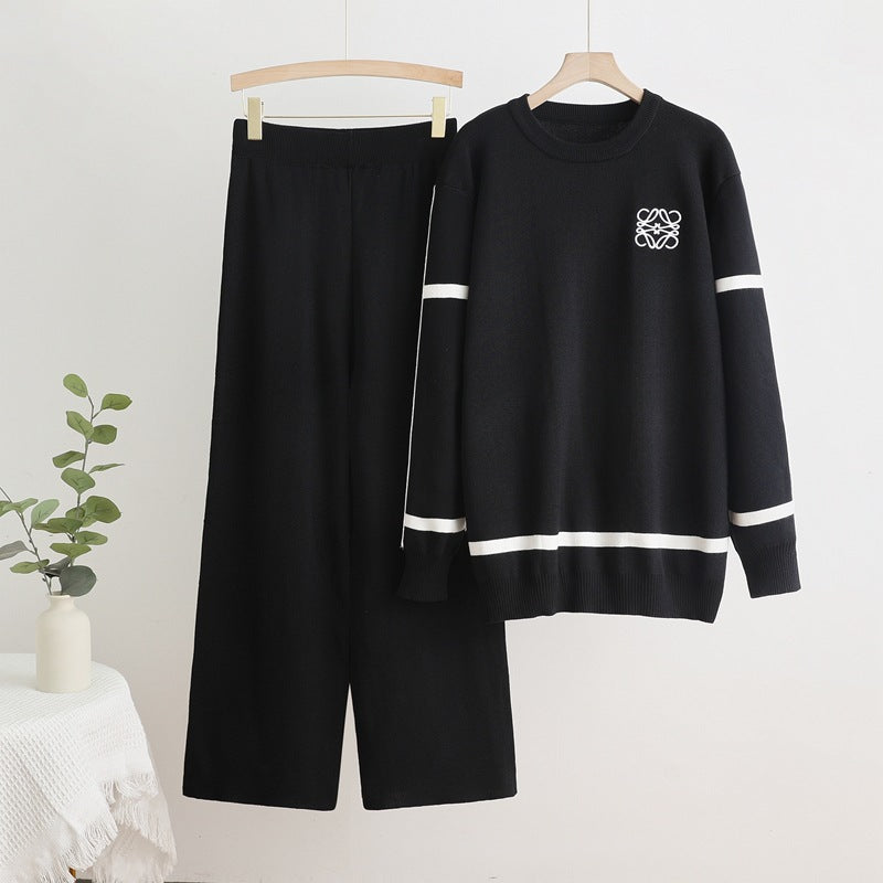 Damer mode fritidsloungewear-set med vida ben och diskret logotyp Mirla-Eva Jonsson
