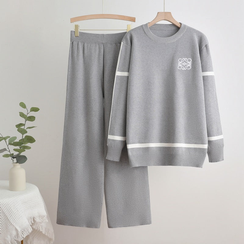 Damer mode fritidsloungewear-set med vida ben och diskret logotyp Mirla-Eva Jonsson