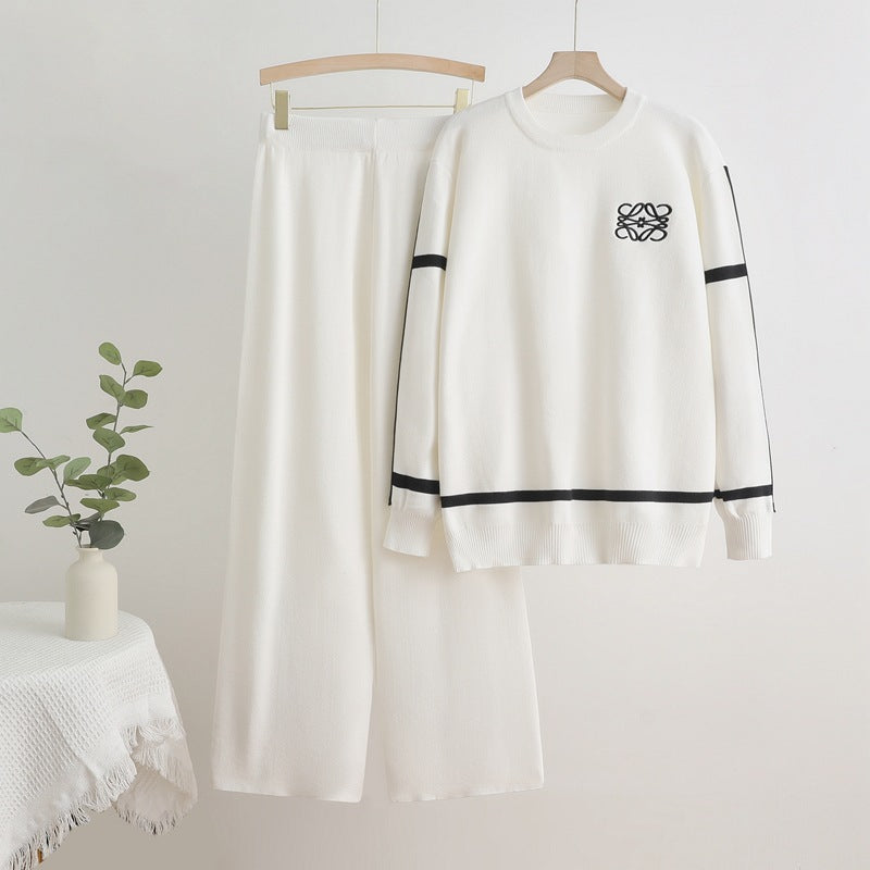 Damer mode fritidsloungewear-set med vida ben och diskret logotyp Mirla-Eva Jonsson