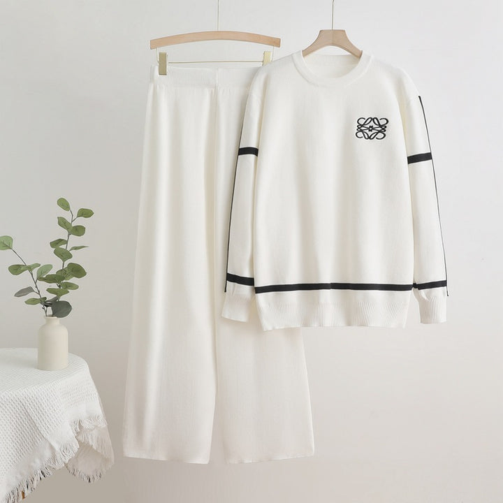 Damer mode fritidsloungewear-set med vida ben och diskret logotyp Mirla-Eva Jonsson
