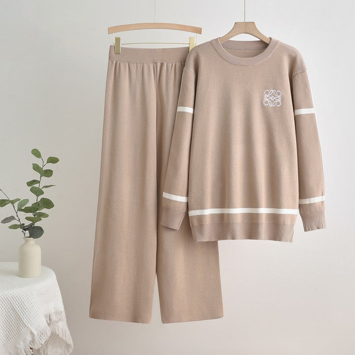 Damer mode fritidsloungewear-set med vida ben och diskret logotyp Mirla-Eva Jonsson