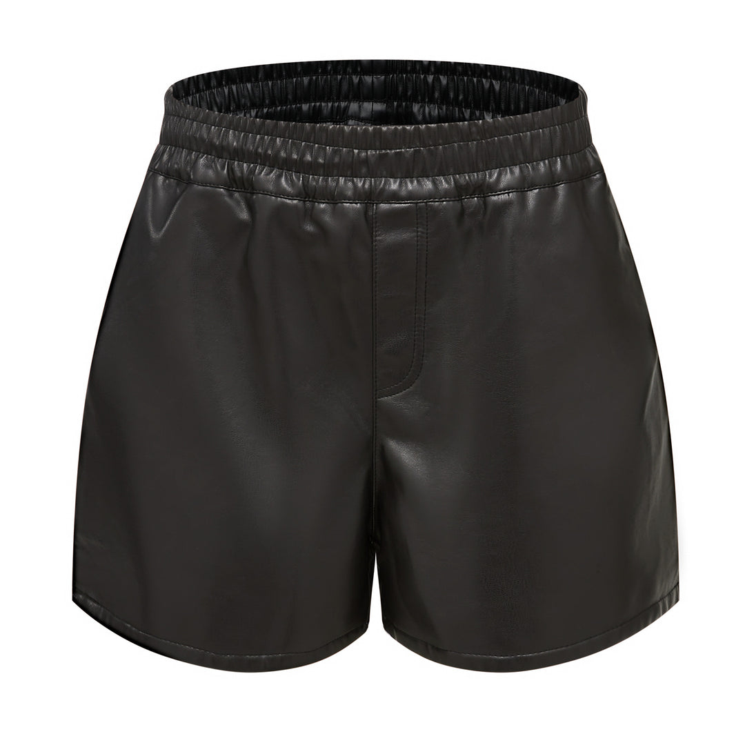 Damer mode hög midja shorts i konstläder Eva Jonsson-Eva Jonsson