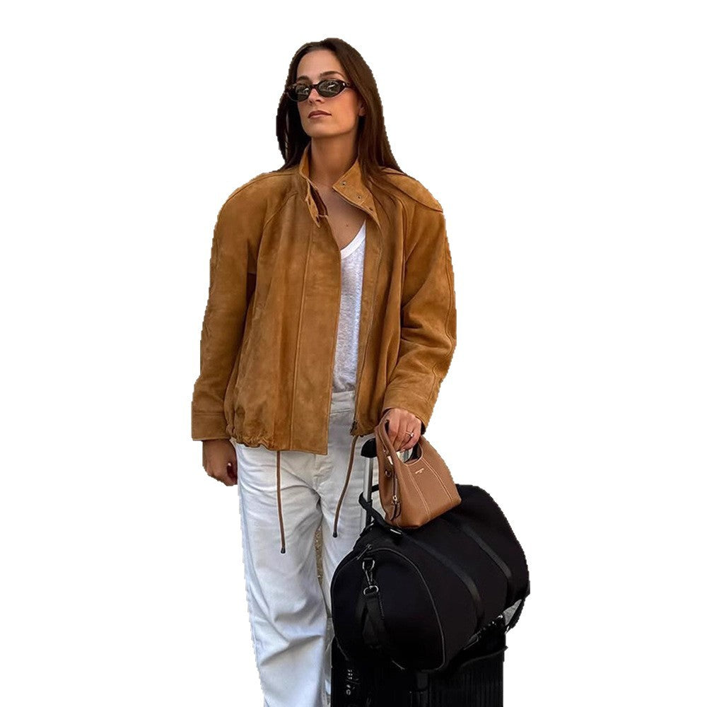 Damer mode läderjacka med praktiska fickor och bekväm passform Mirla-Eva Jonsson