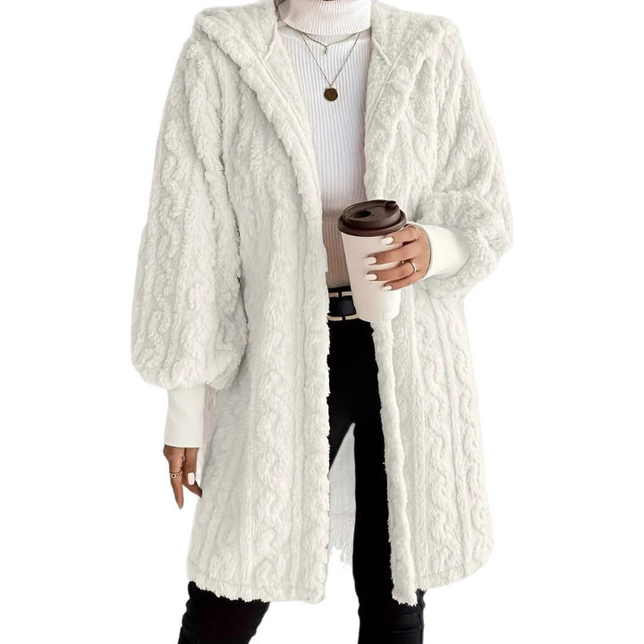 Damer mode långjacka med huva och struktur Eva Jonsson-Eva Jonsson