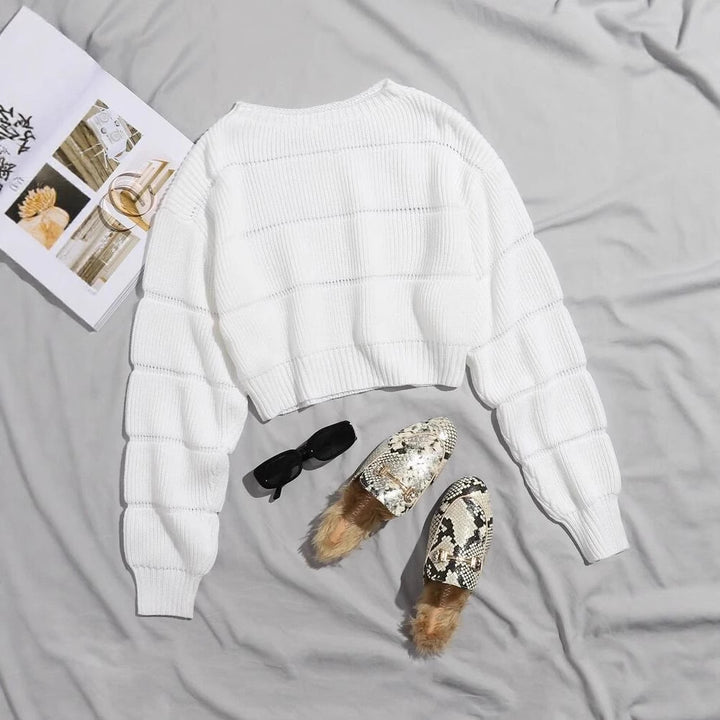 Damer mode mjuk crop pullover med texturerad design Mirla-Eva Jonsson