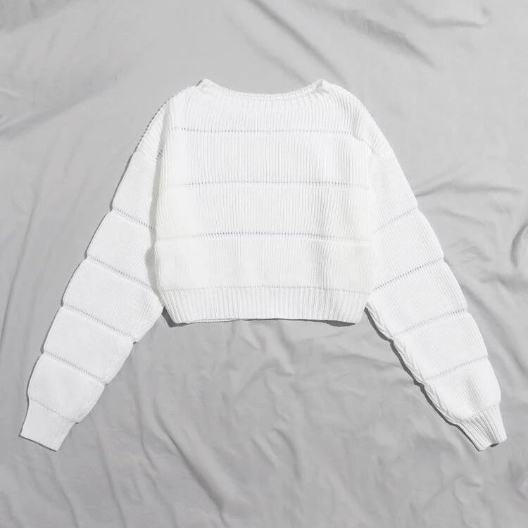 Damer mode mjuk crop pullover med texturerad design Mirla-Eva Jonsson