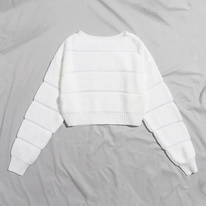 Damer mode mjuk crop pullover med texturerad design Mirla-Eva Jonsson