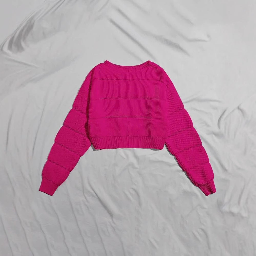Damer mode mjuk crop pullover med texturerad design Mirla-Eva Jonsson