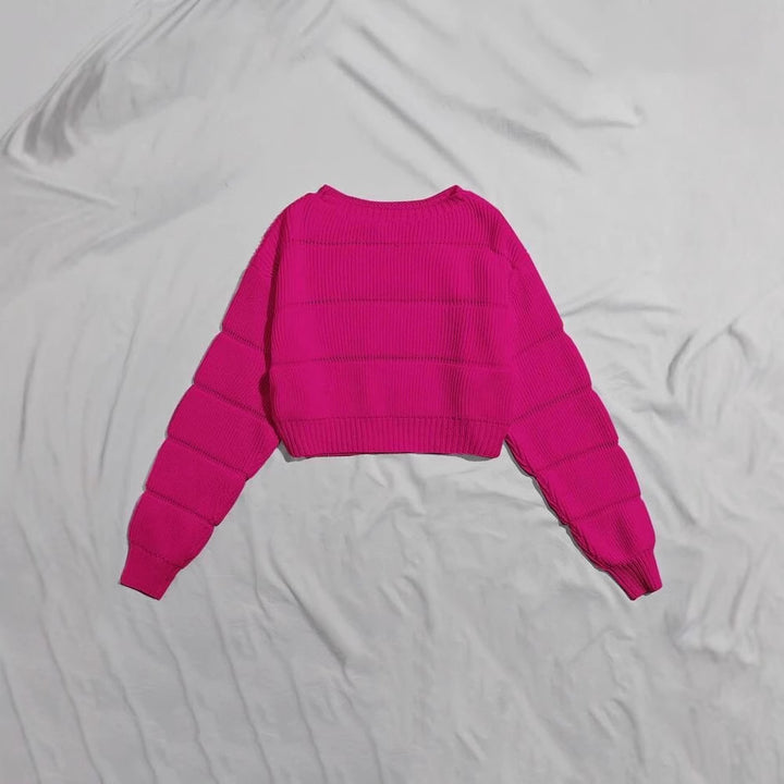 Damer mode mjuk crop pullover med texturerad design Mirla-Eva Jonsson