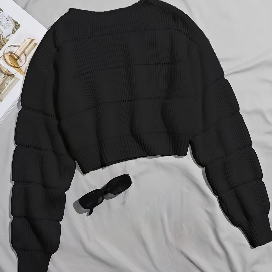 Damer mode mjuk crop pullover med texturerad design Mirla-Eva Jonsson