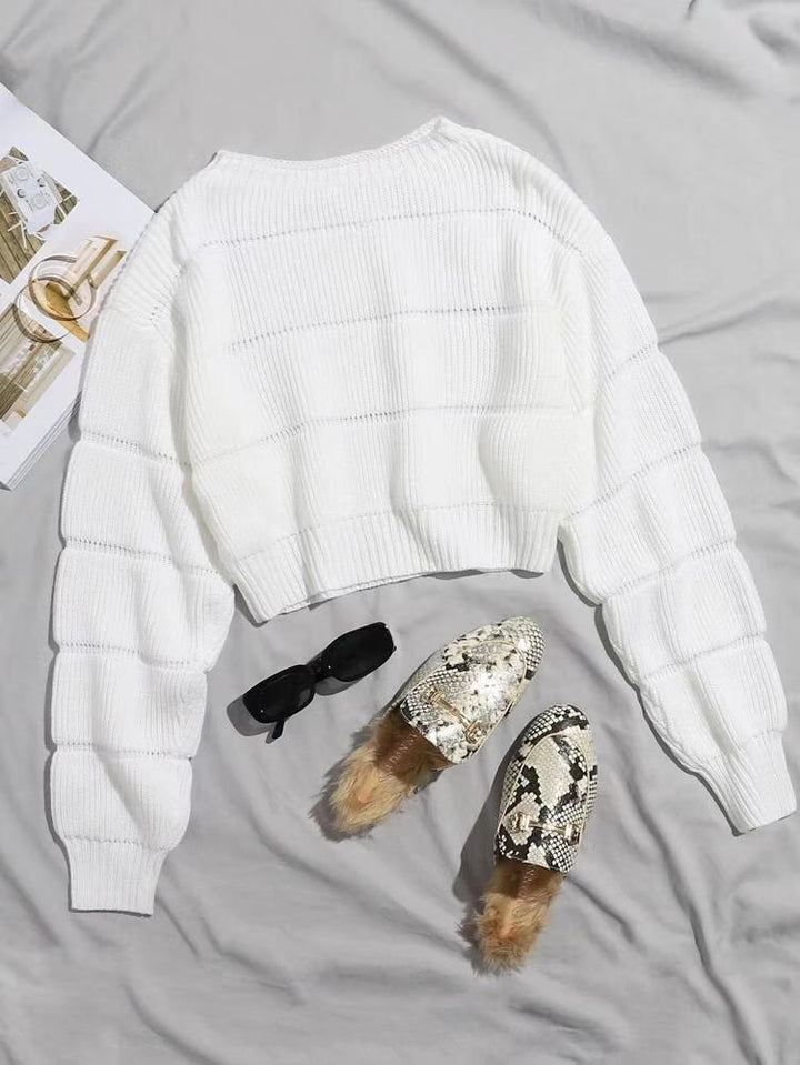 Damer mode mjuk crop pullover med texturerad design Mirla-Eva Jonsson
