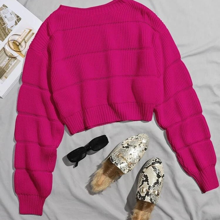 Damer mode mjuk crop pullover med texturerad design Mirla-Eva Jonsson