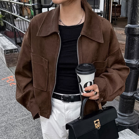 Damer mode mockajacka i trendy oversized-skärning Mirla-Eva Jonsson