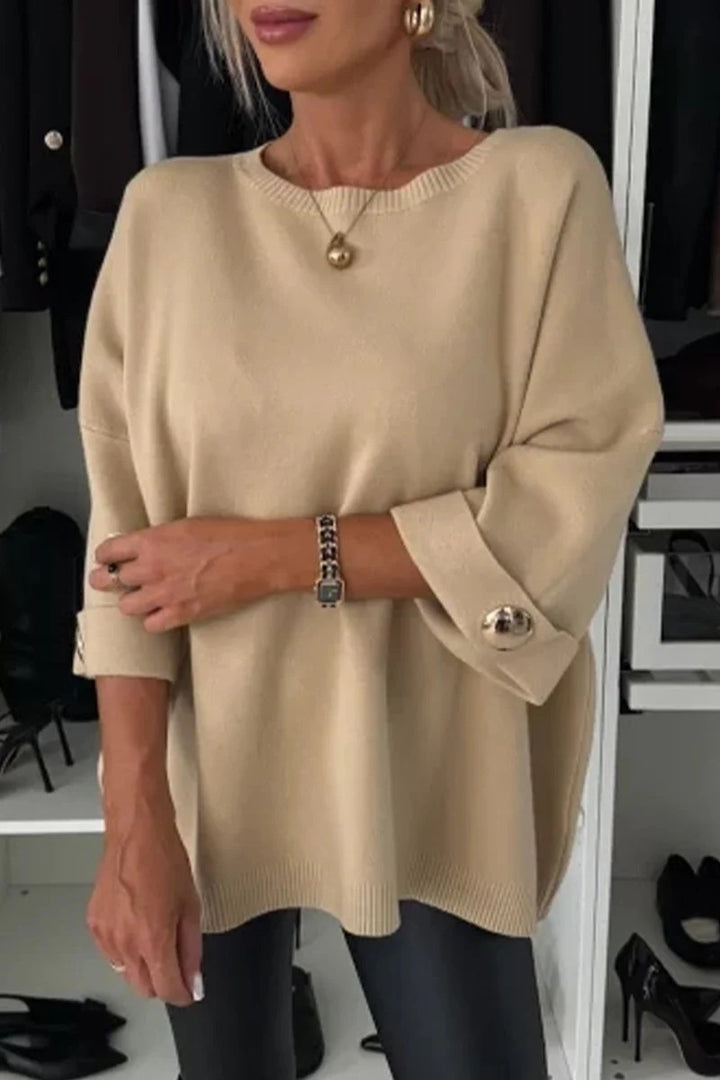 Damer mode oversized tröja med eleganta knapppdetaljer Mirla-Eva Jonsson