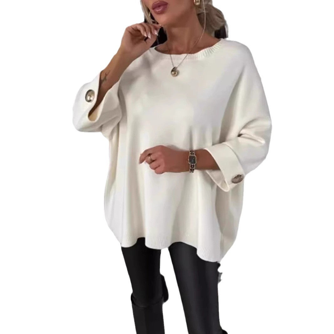 Damer mode oversized tröja med eleganta knapppdetaljer Mirla-Eva Jonsson