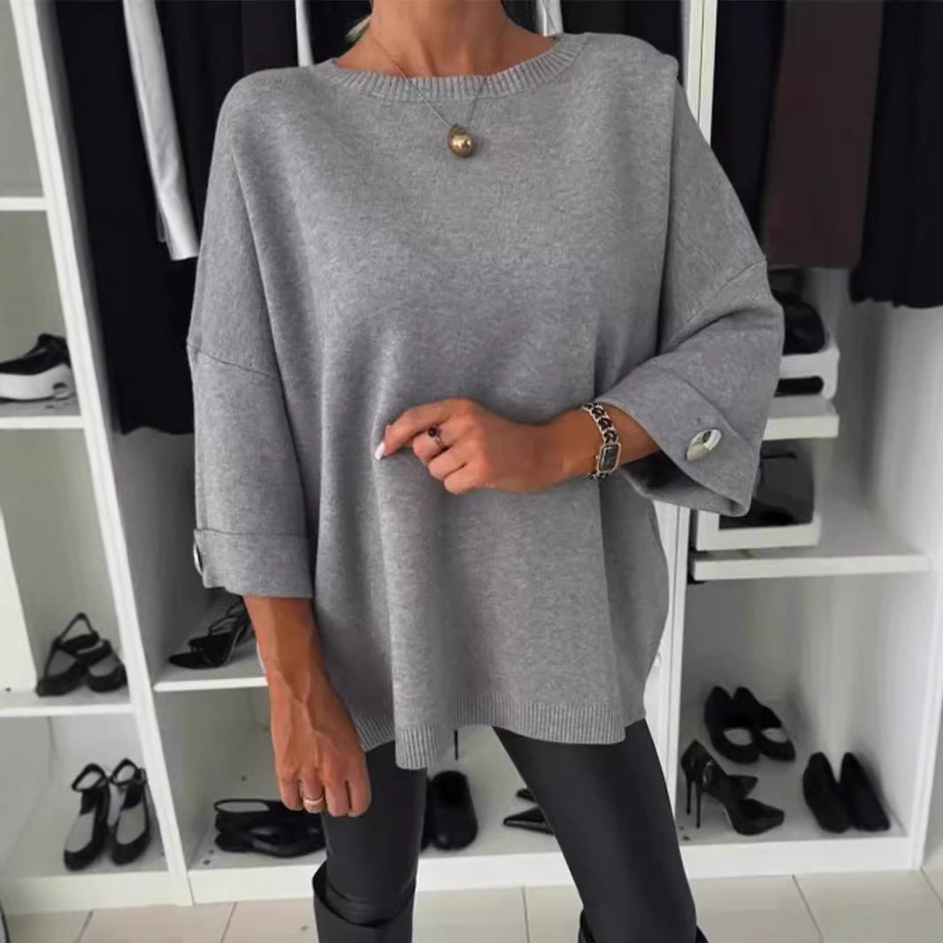 Damer mode oversized tröja med eleganta knapppdetaljer Mirla-Eva Jonsson