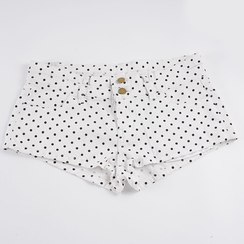 Damer mode shorts med modern prickdesign och hög midja Mirla-Eva Jonsson