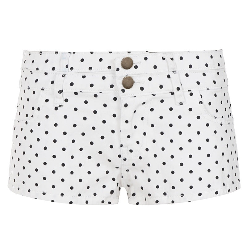 Damer mode shorts med modern prickdesign och hög midja Mirla-Eva Jonsson