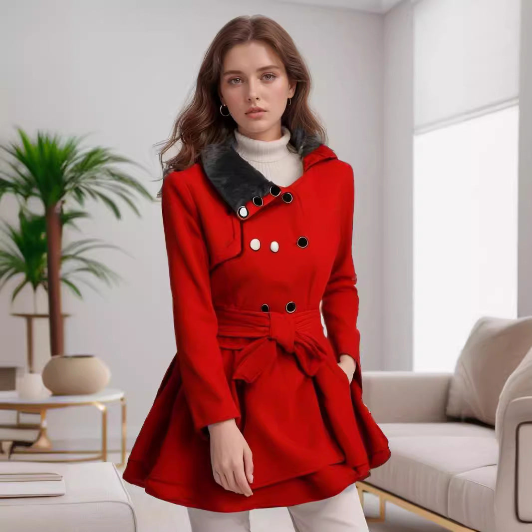 Damer mode trenchcoat med mjuk krage och svängande snitt Mirla-Eva Jonsson