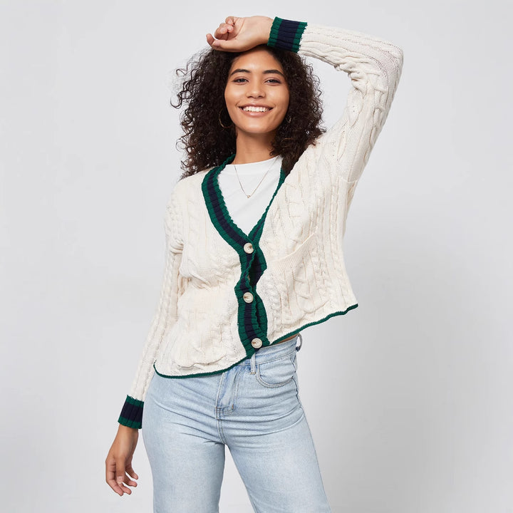 Damer moderiktig cardigan med accentuerade detaljer Mirla-Eva Jonsson