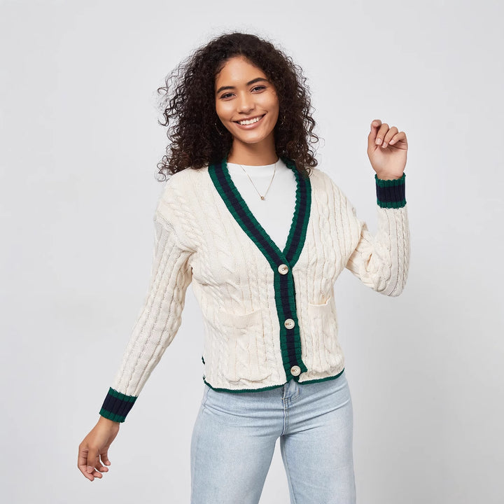 Damer moderiktig cardigan med accentuerade detaljer Mirla-Eva Jonsson