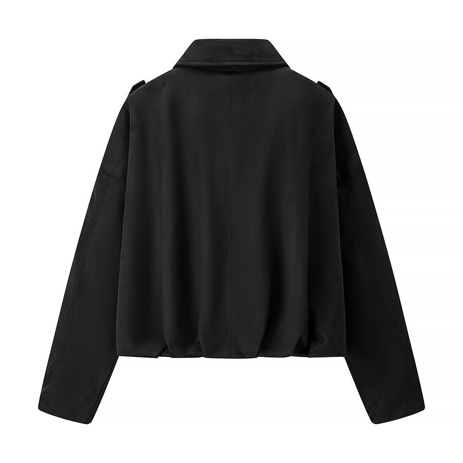 Damer moderiktig cropped jacka med bekväma muddar och elegant krage Mirla-Eva Jonsson