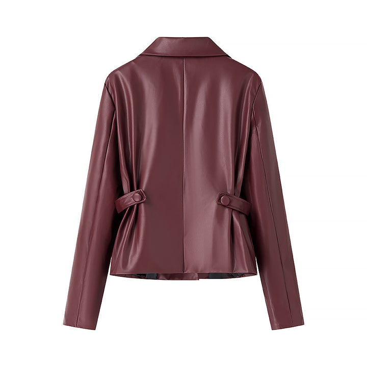 Damer moderiktig konstläder blazer- och kjol-set Mirla-Eva Jonsson