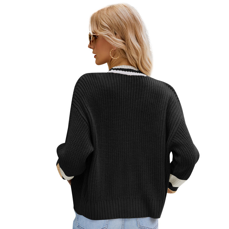Damer moderiktig stickad cardigan med kontrasterande ärmar Mirla-Eva Jonsson