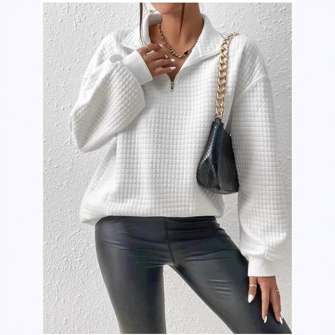 Damer moderiktig sweatpullover med ståkrage Mirla-Eva Jonsson