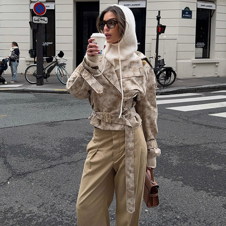 Damer moderiktig trenchcoat-jacka med bälte och huva Mirla-Eva Jonsson
