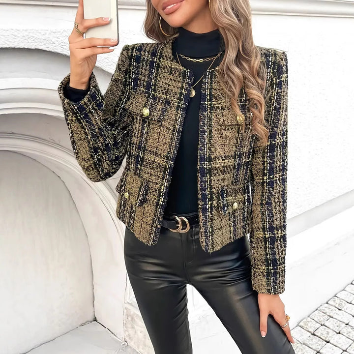 Damer moderiktig tweedjacka med strukturerad design och eleganta knapppdetaljer Mirla-Eva Jonsson
