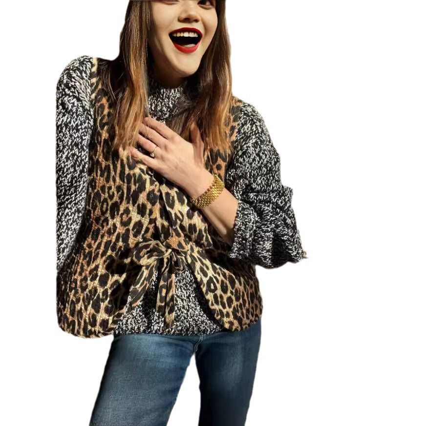 Damer moderiktig väst med rosett-design och leopardmönster Mirla-Eva Jonsson