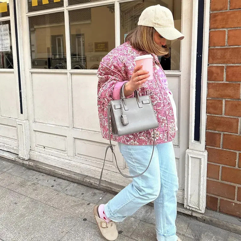 Damer moderiktiga blommönster jacka med voluminösa ärmar Mirla-Eva Jonsson