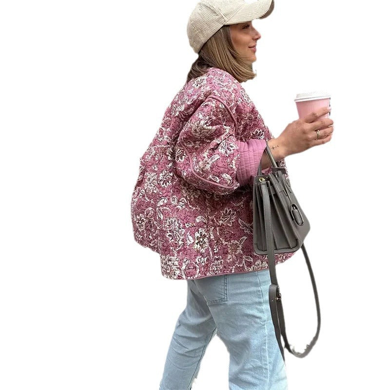 Damer moderiktiga blommönster jacka med voluminösa ärmar Mirla-Eva Jonsson