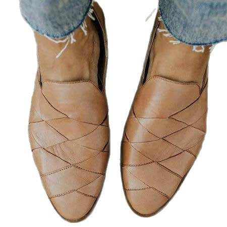 Damer moderiktiga läderslippers med flätad design Mirla-Eva Jonsson