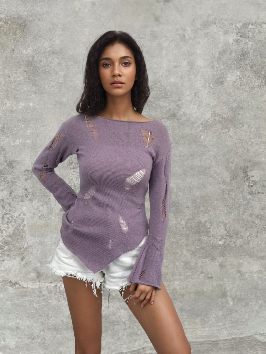 Damer moderiktigt plagg med strukturerade cut-outs och ärmar i boller-look Eva Jonsson-Eva Jonsson