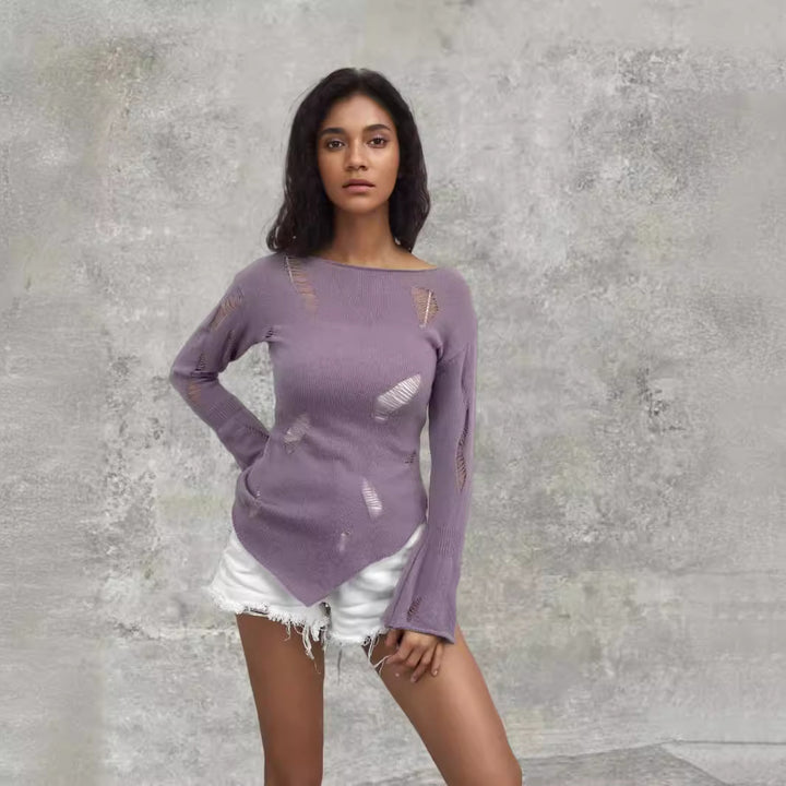 Damer moderiktigt plagg med strukturerade cut-outs och ärmar i boller-look Eva Jonsson-Eva Jonsson