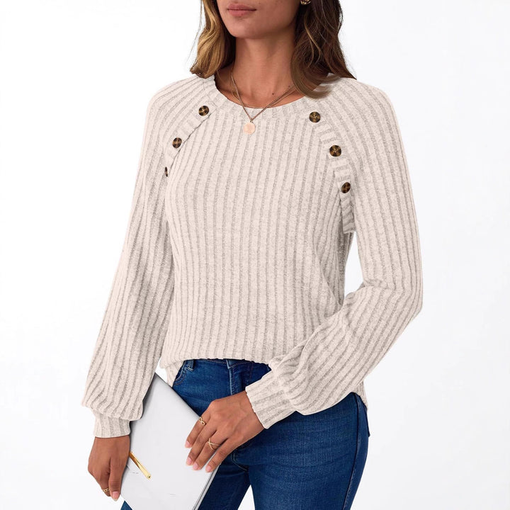 Damer moderiktigt ribbat sweatshirt med knappdetaljer Mirla-Eva Jonsson