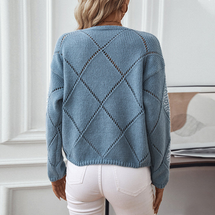 Damer moderiktigt sweatshirt med detaljerad stickdesign och glittrande element Mirla-Eva Jonsson