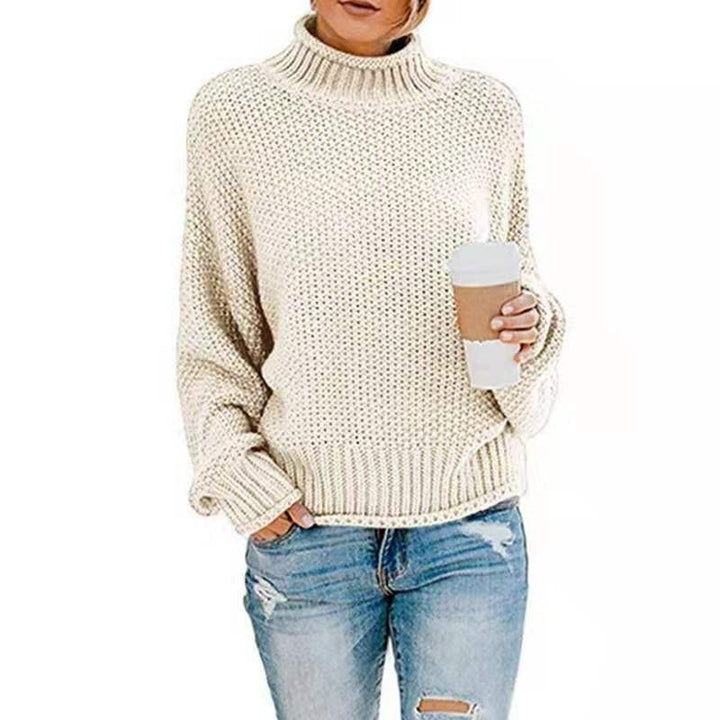 Damer moderiktigt tröja med hög krage och strukturerad textur Eva Jonsson-Eva Jonsson