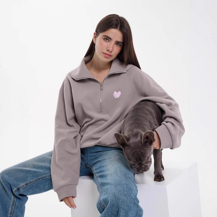 Damer modern fleece-pullover med hög krage dragkedja Eva Jonsson-Eva Jonsson