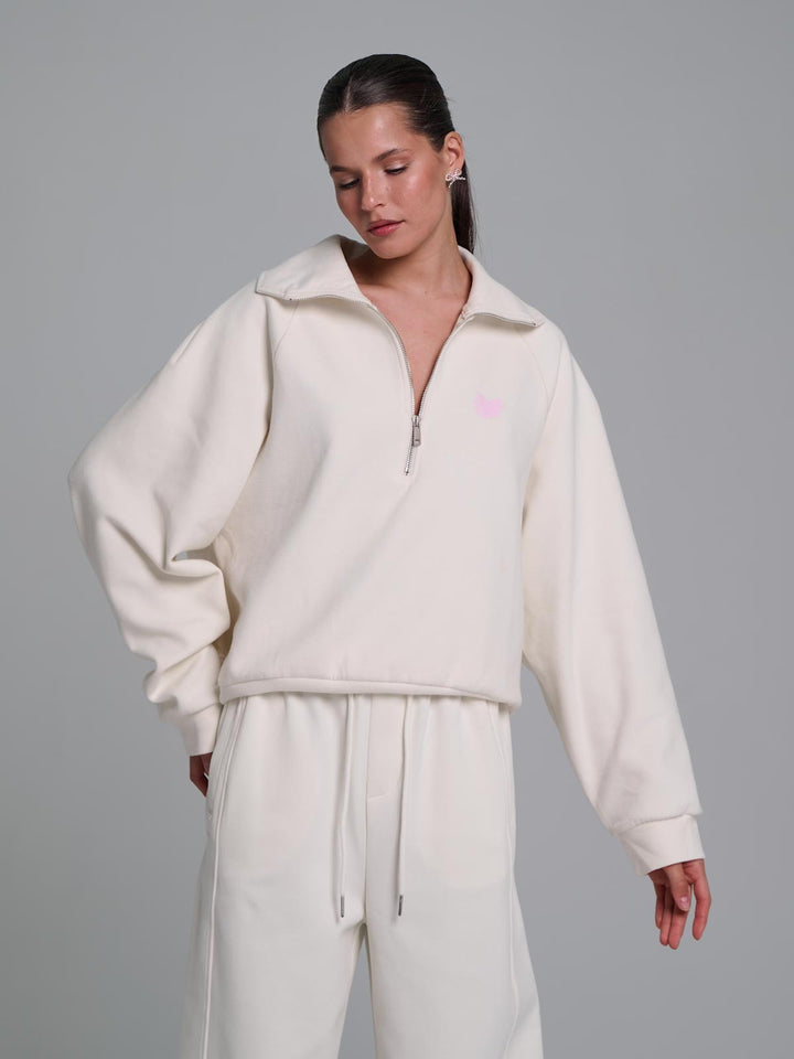 Damer modern fleece-pullover med hög krage dragkedja Eva Jonsson-Eva Jonsson