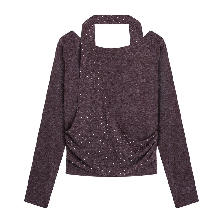 Damer modern topp med asymmetrisk halsringning och elegant rem Mirla-Eva Jonsson