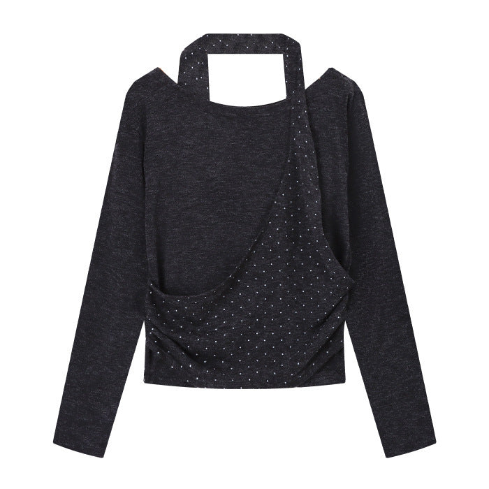 Damer modern topp med asymmetrisk halsringning och elegant rem Mirla-Eva Jonsson
