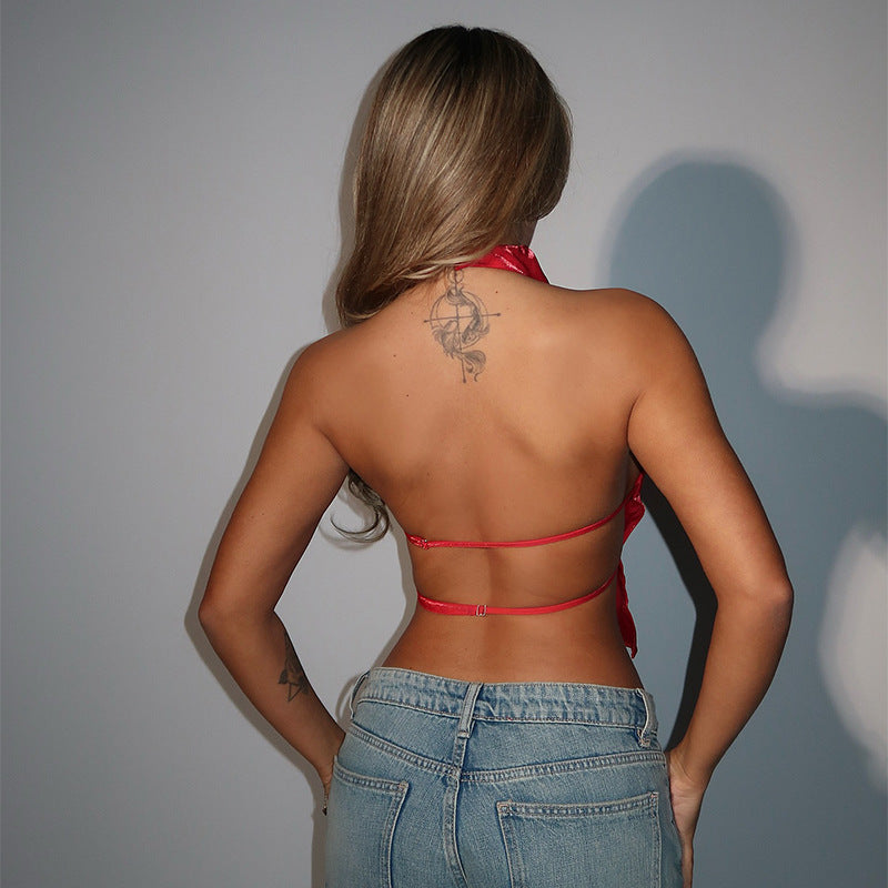Damer modernt Crop-Top med ståkrage och sidokut-outs Mirla-Eva Jonsson
